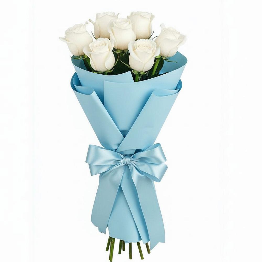 Букет 7 белых роз Проуд в Красном Октябре