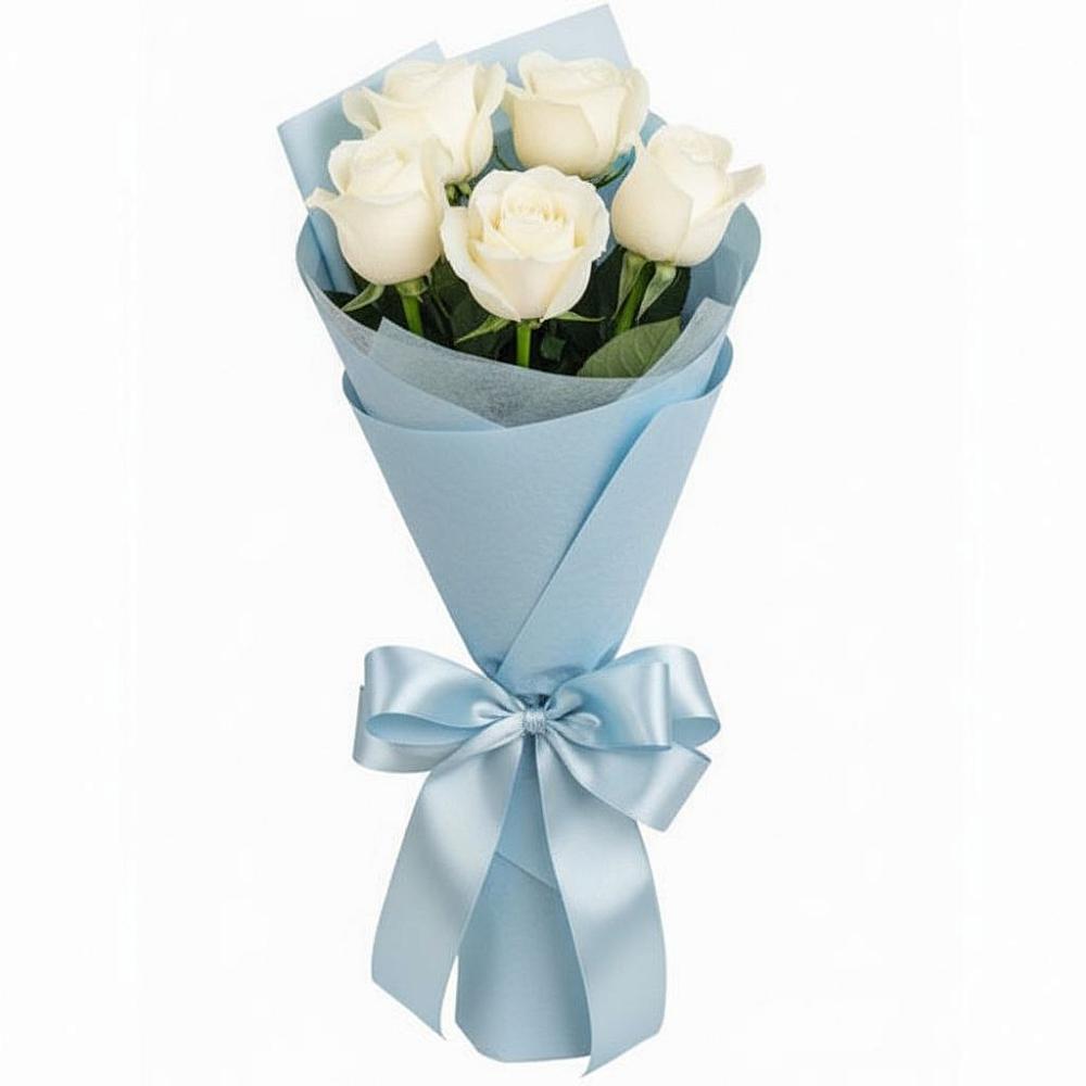 Букет 5 Белых роз Проуд в Красном Октябре
