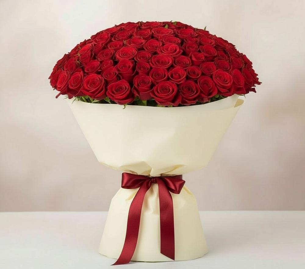 Букет 101 Красная роза Милано в Красном Октябре