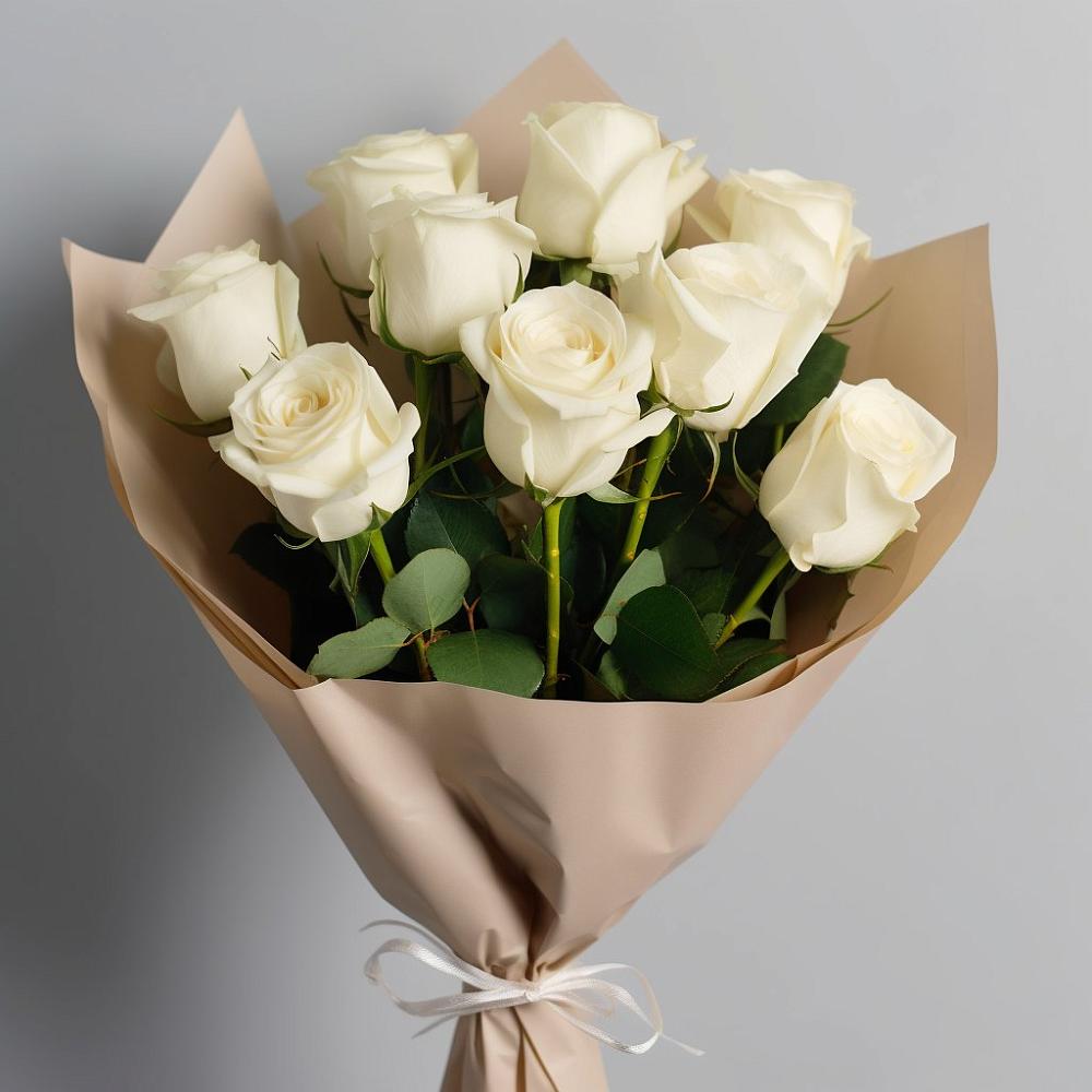 Букет 9 Белых роз Эдлесс Лав в Красном Октябре