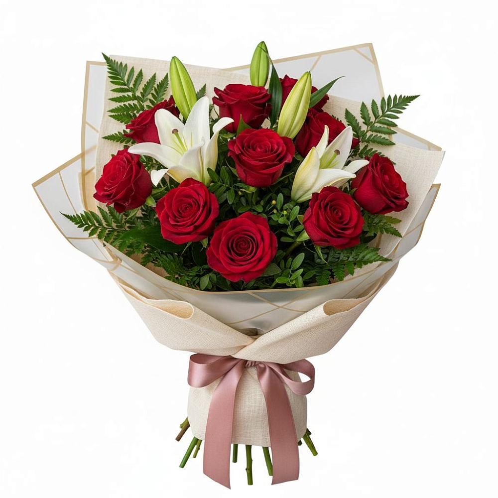 Букет цветов из: Лилии и Розы в Красном Октябре
