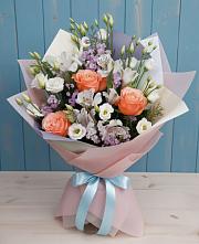 Букет цветов из:  Лизиантусы, Розы, Альстромерии и Гипсофила #REPLACE_PRED# Красном Октябре