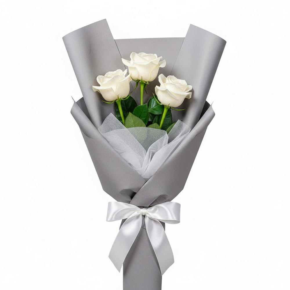 Букет 3 белые розы в Красном Октябре