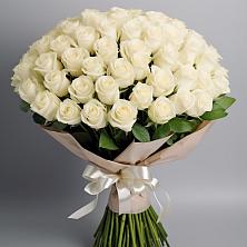 Букет 101 беля роза Белоснежка в Красном Октябре