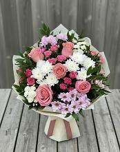 Букет цветов из:  Альстромерии, Гвоздики, Розы и Хризантемы #REPLACE_PRED# Красном Октябре
