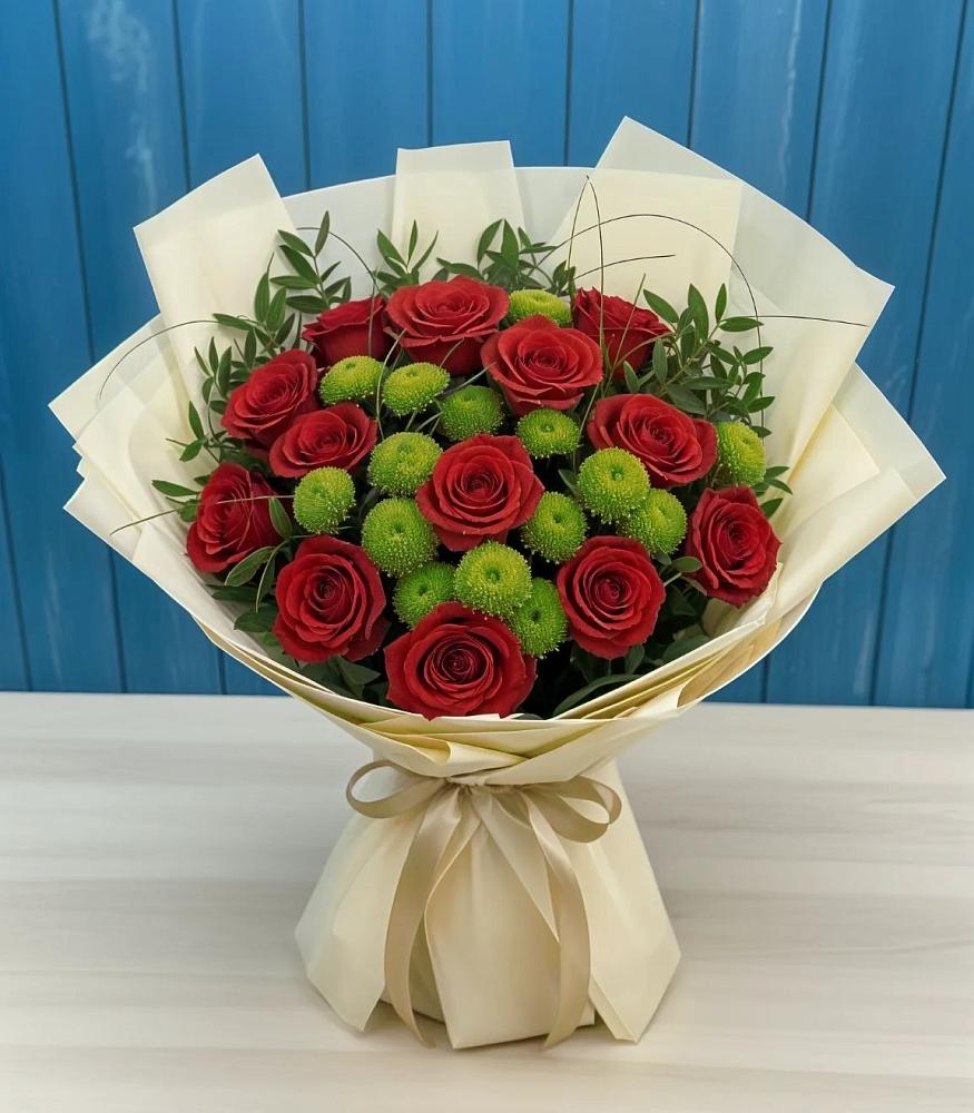 Букет цветов из: Розы и Хризантемы в Красном Октябре